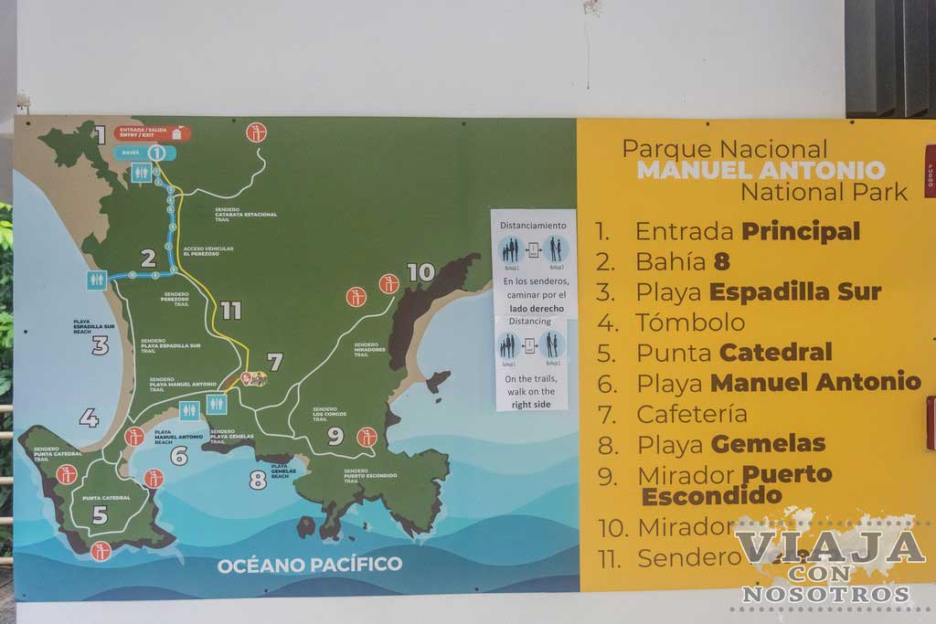 Mapa del Parque Manuel Antonio en Quepos